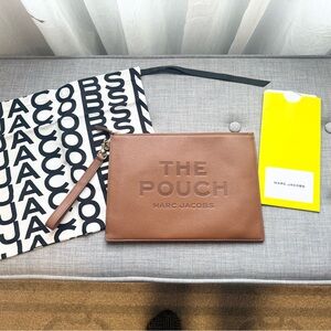 Marc Jacobs Brown The Pouch Leather Wristlet Clutch